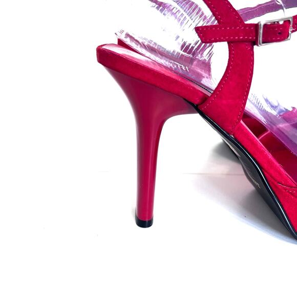 VTG Y2K Bakers Retro Suede Heels Sandals Size 7.5B Red Platform Romantic Leather - Picture 7 of 10